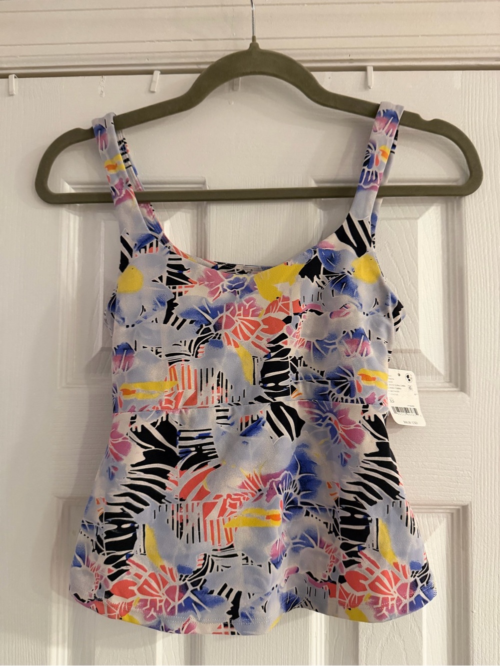 FP Movement Floral Tropical Print Tank Top in Coral, Blue & Yellow